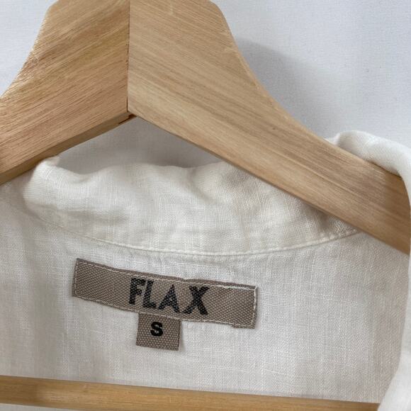 Flax white linen button down blouse - Picture 3 of 5